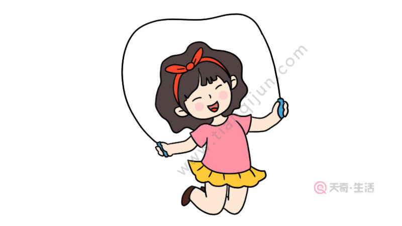 儿童节跳绳的女孩简笔画画法(图1) 儿童节跳绳的女孩简笔画画法