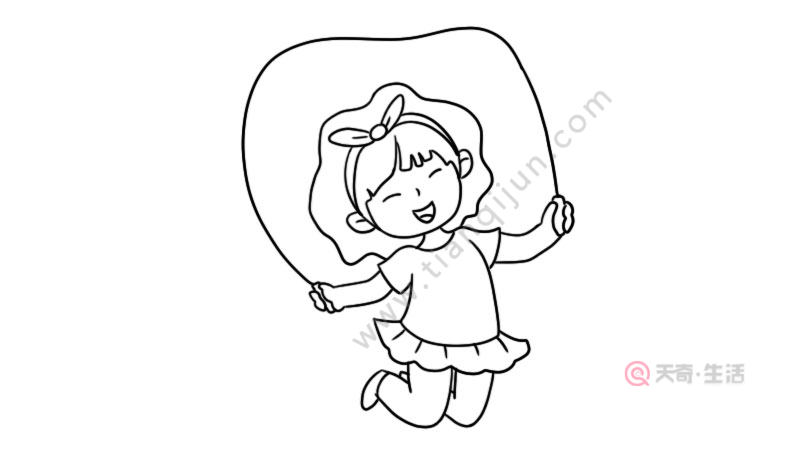儿童节跳绳的女孩简笔画画法(图3) 儿童节跳绳的女孩简笔画画法